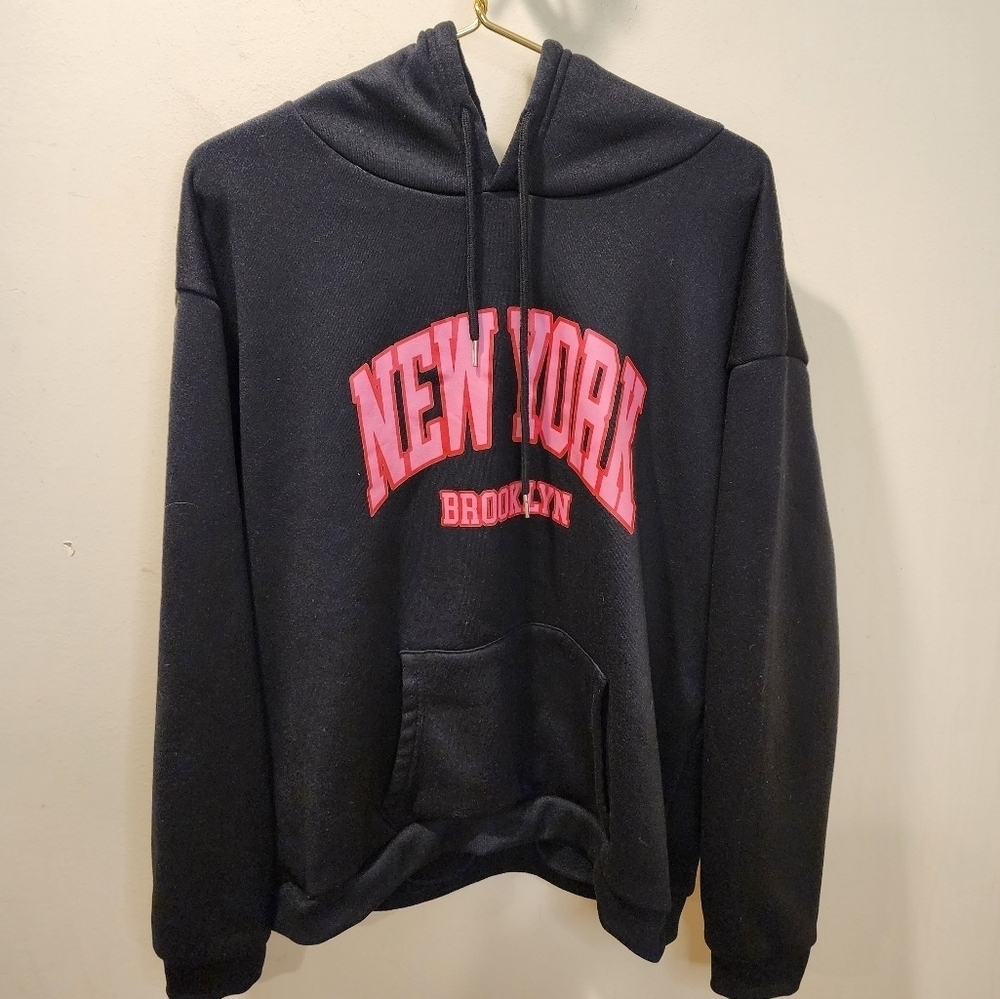 SHEIN black New York Brooklin Unisex Sweatshirt size XL